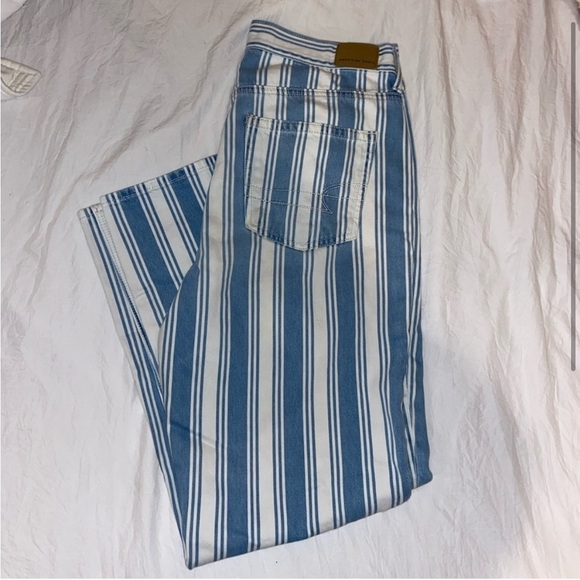 Blue and White Striped American Eagle Jeans - Picture 2 of 5